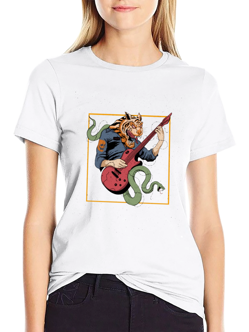 Tiger Musician Black Graphic T-Shirt
