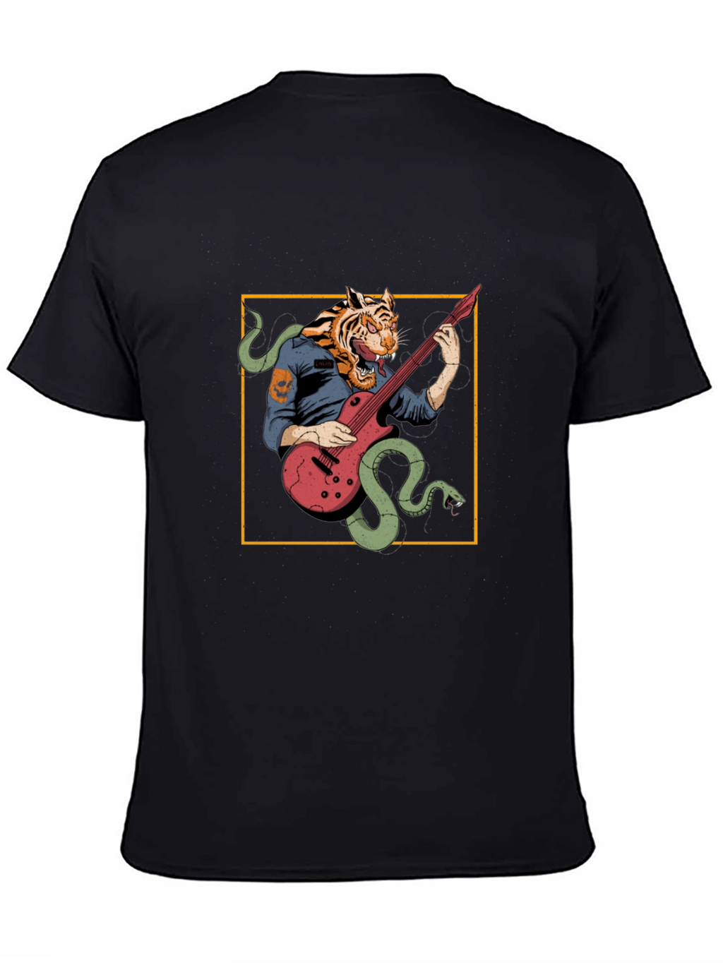 Tiger Musician Black Graphic T-Shirt