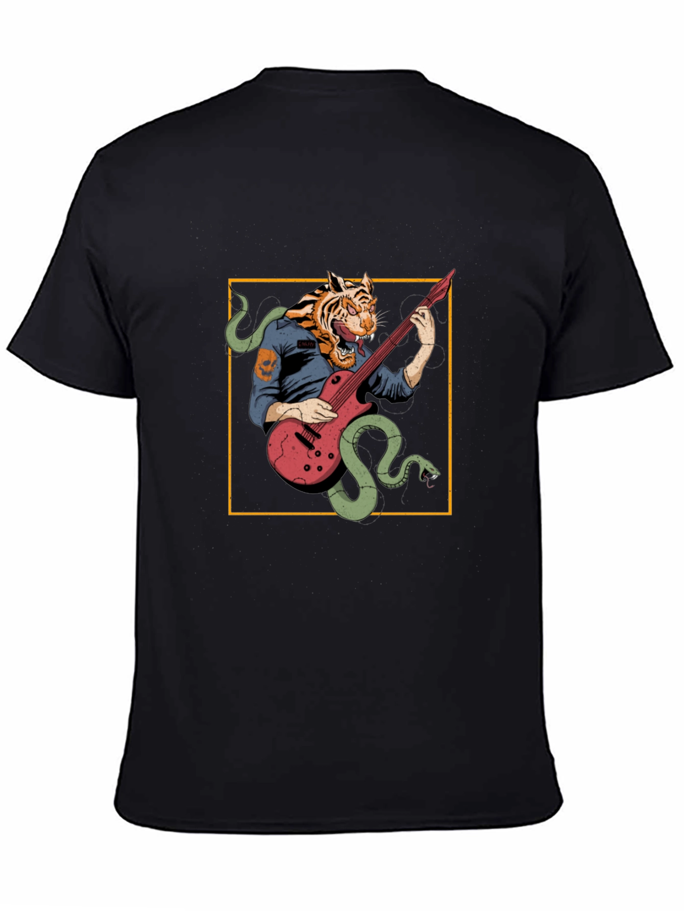 Tiger Musician Black Graphic T-Shirt