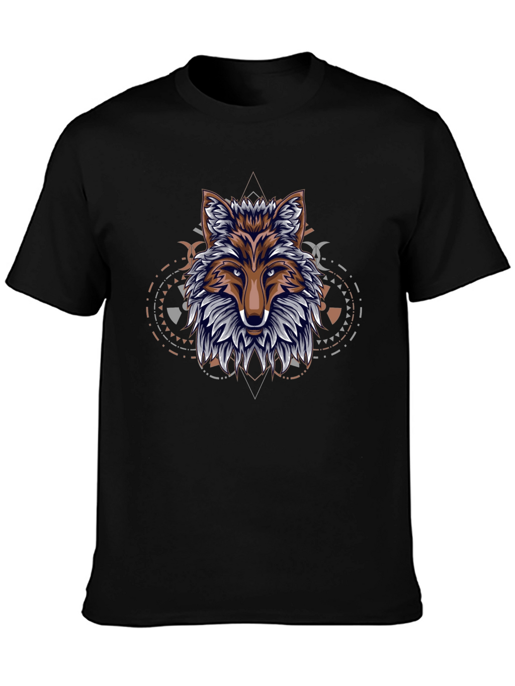 Geometric Fox Graphic Black T-Shirt