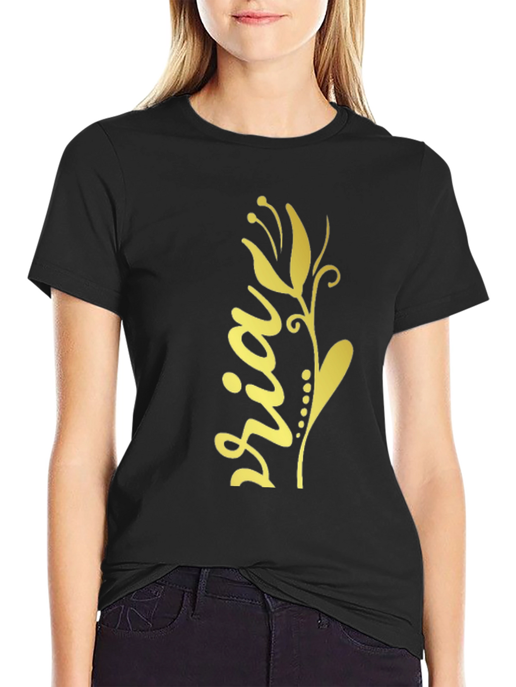 Floral Sria Graphic Tee - Stylish Cotton Blend