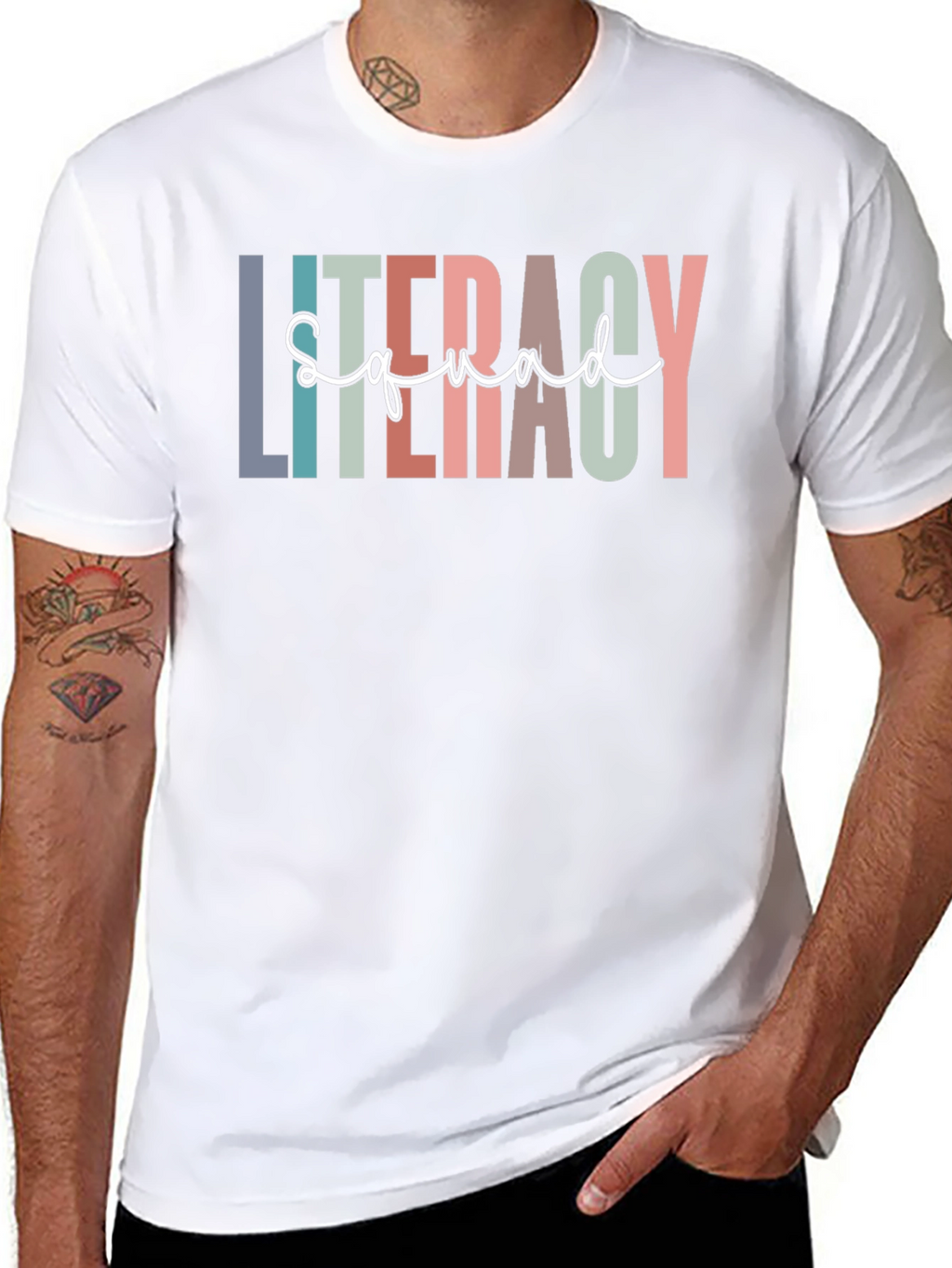 Literacy Squad Graphic T-Shirt - Black Crew Neck Tee