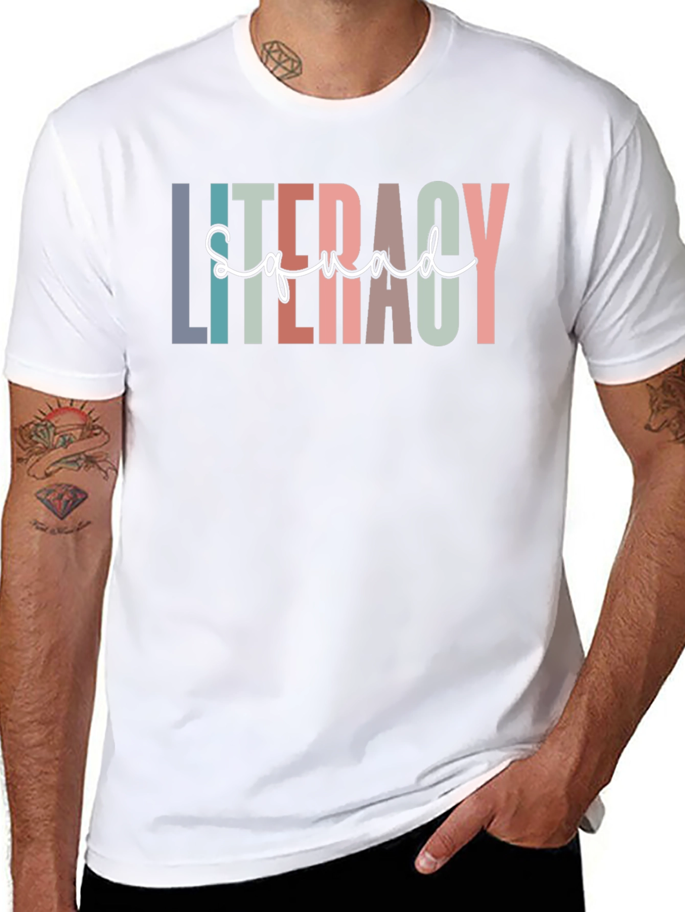 Literacy Squad Graphic T-Shirt - Black Crew Neck Tee