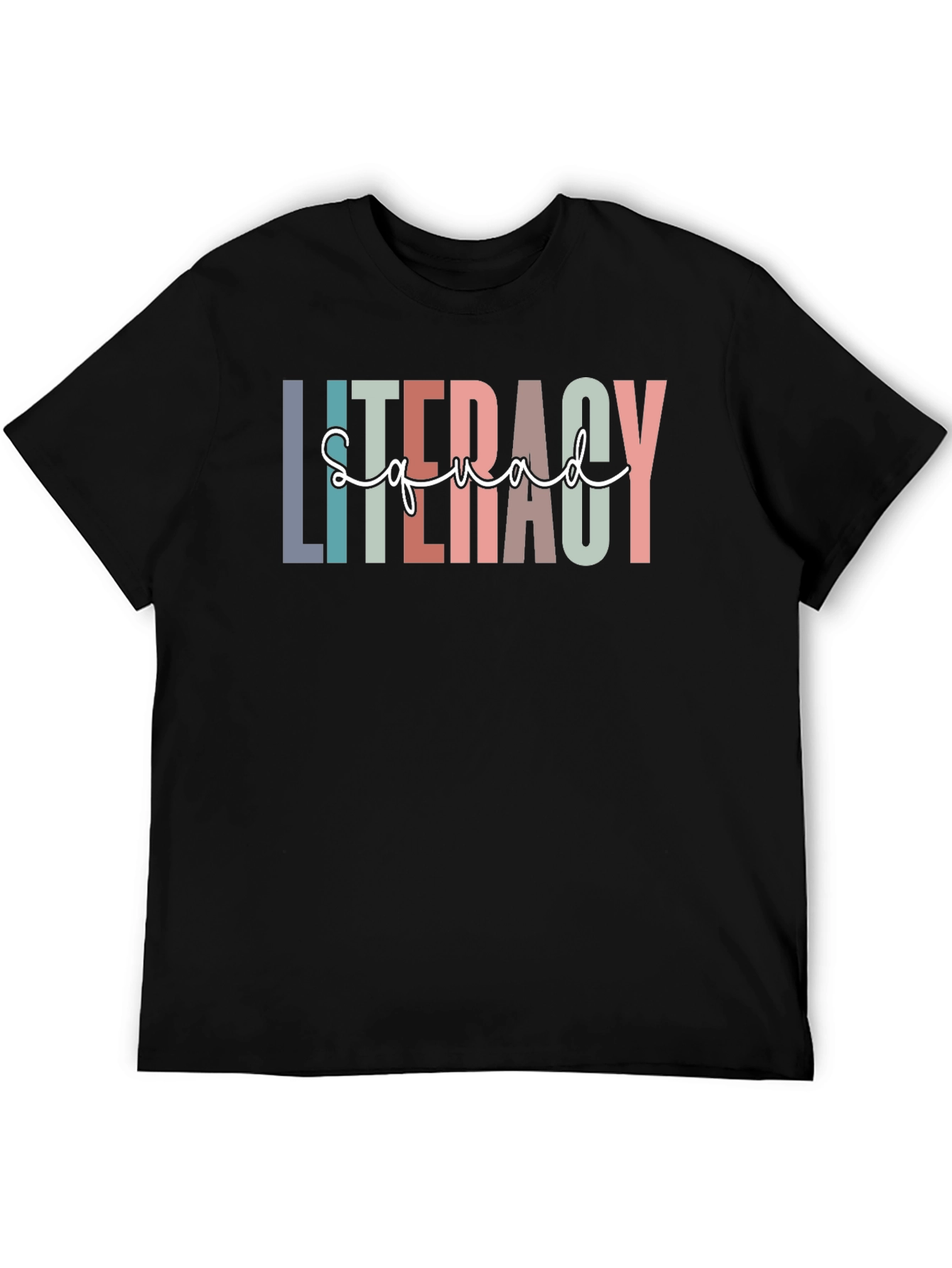 Literacy Squad Graphic T-Shirt - Black Crew Neck Tee