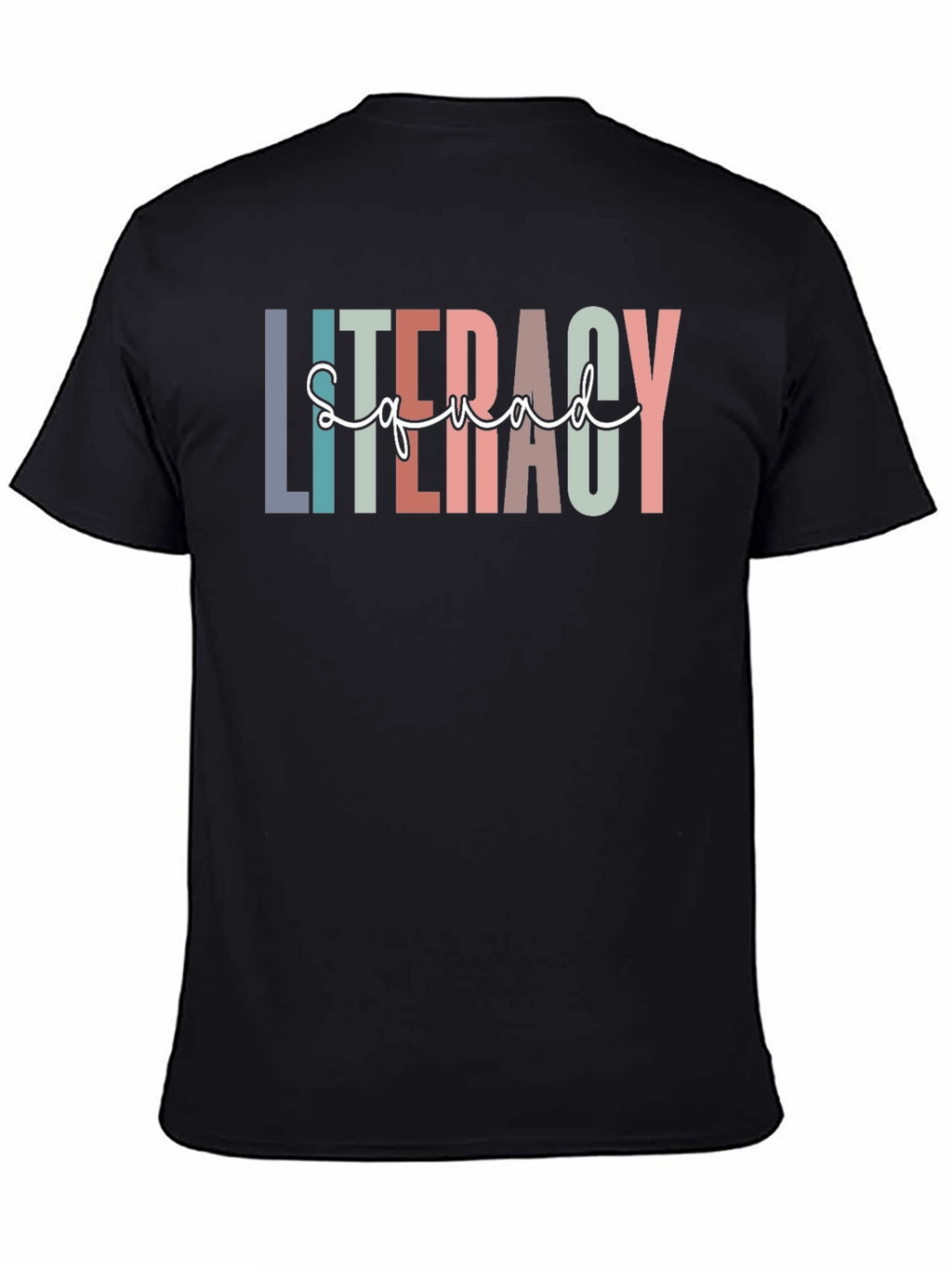 Literacy Squad Graphic T-Shirt - Black Crew Neck Tee