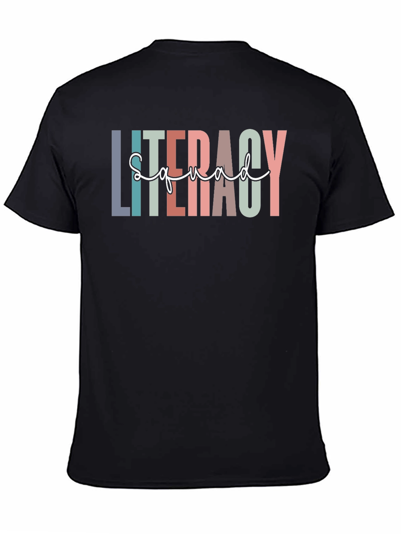 Literacy Squad Graphic T-Shirt - Black Crew Neck Tee