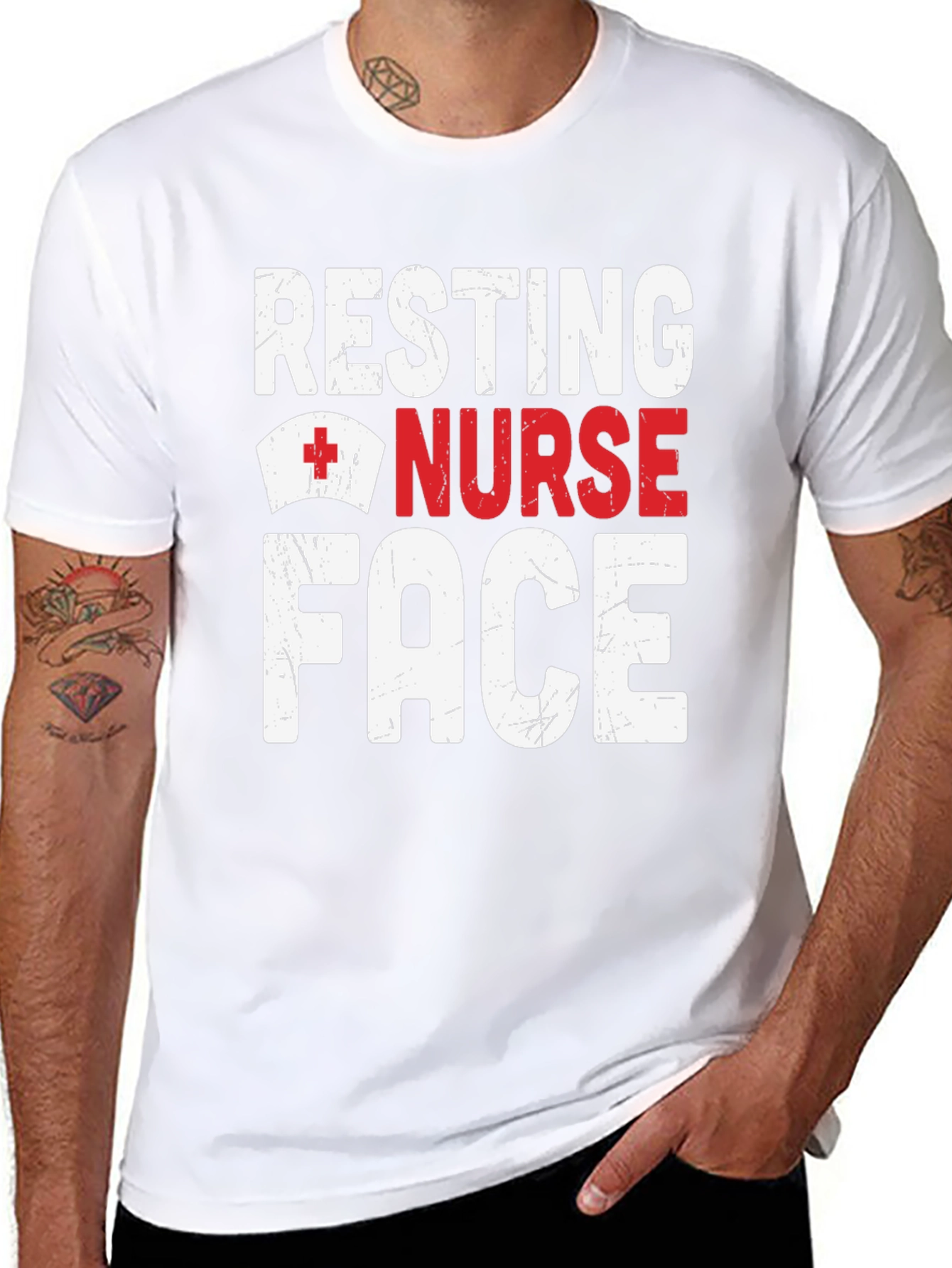 Resting Nurse Face Graphic T-Shirt - Black