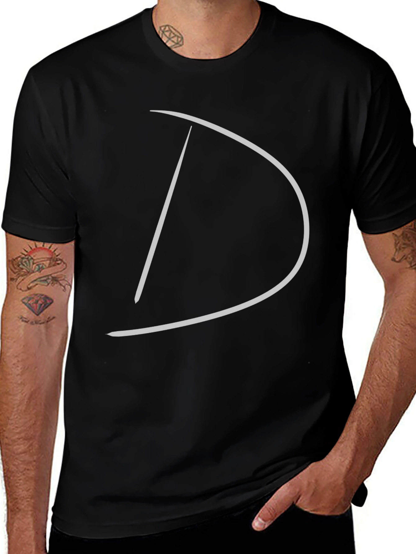Minimalist Letter D Black Tee
