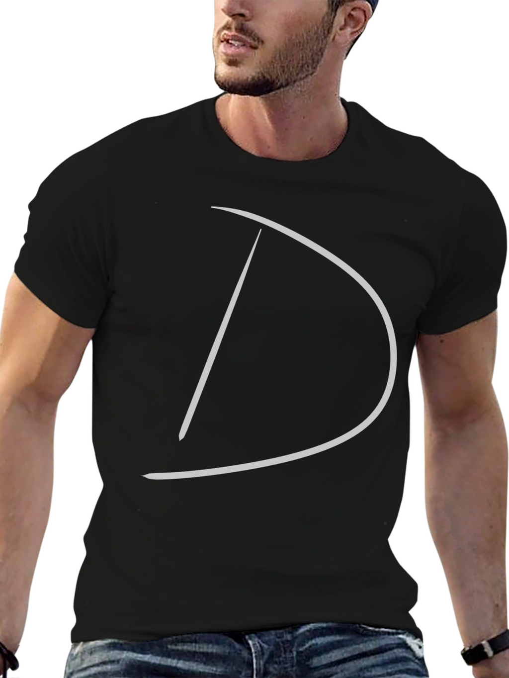 Minimalist Letter D Black Tee