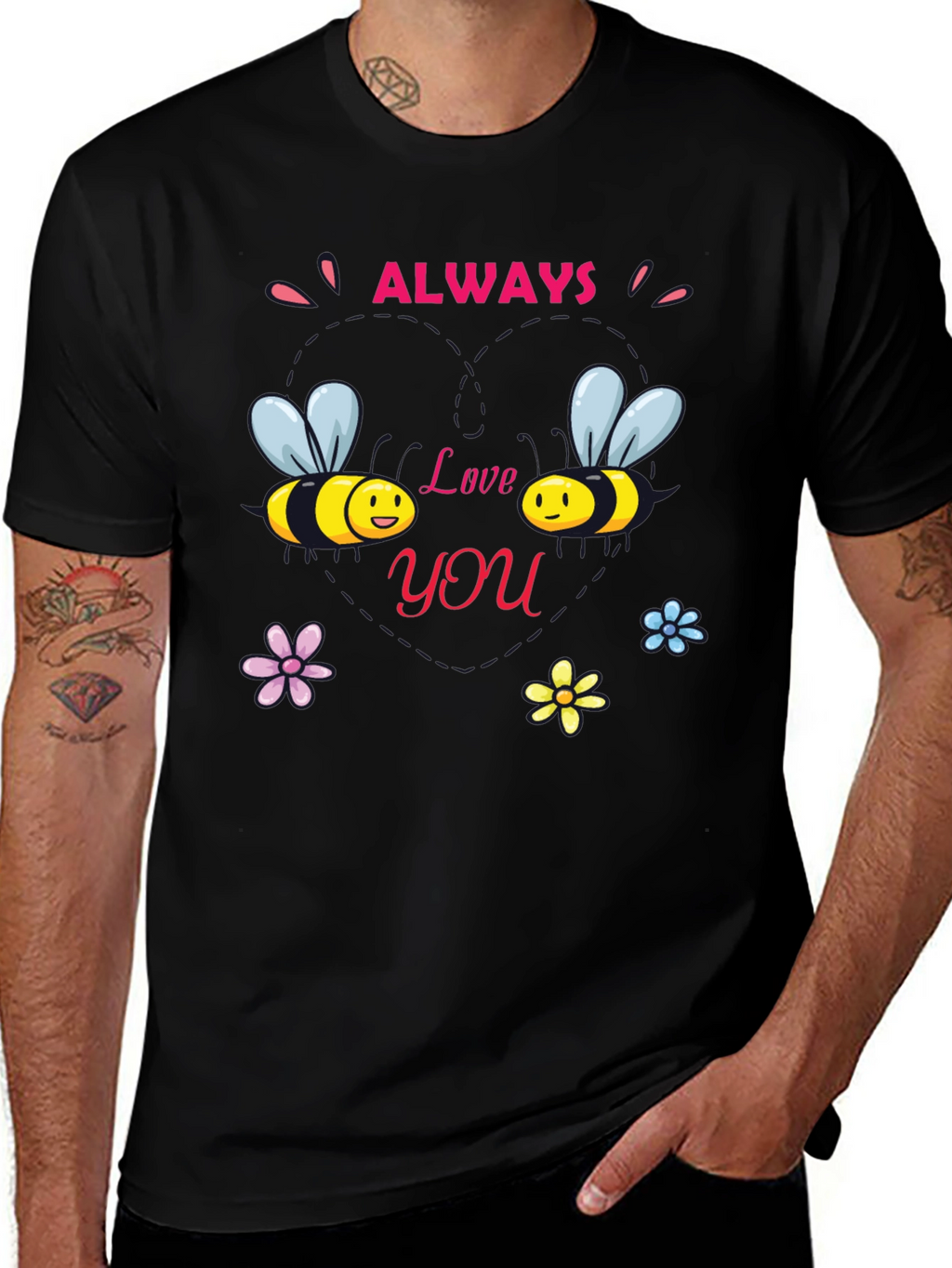Always Love You Bee Graphic Black Tee