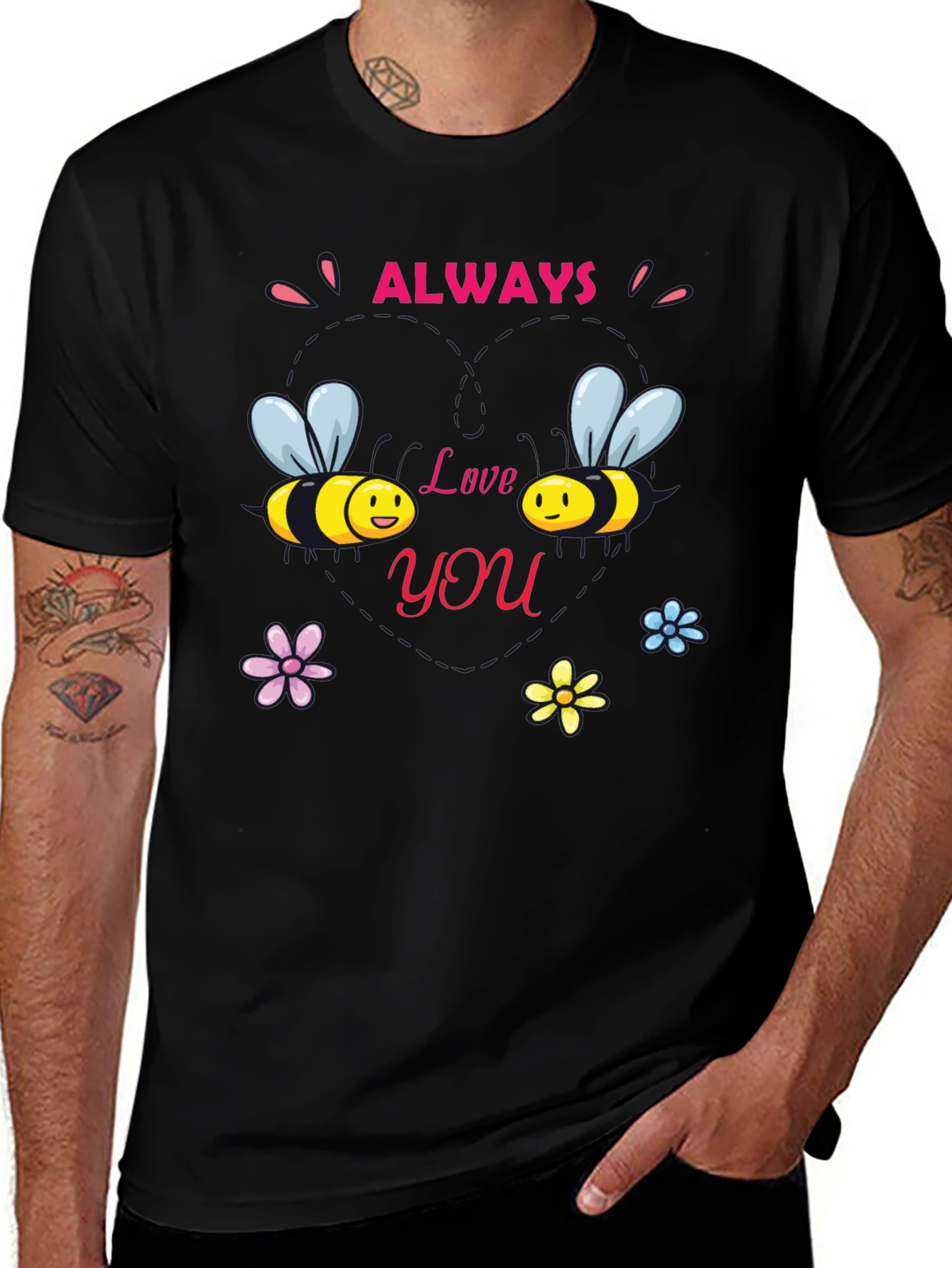 Always Love You Bee Graphic Black Tee