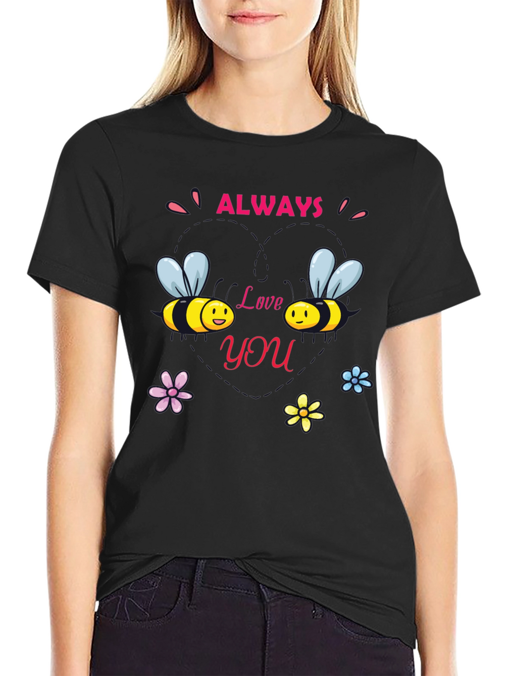 Always Love You Bee Graphic Black Tee
