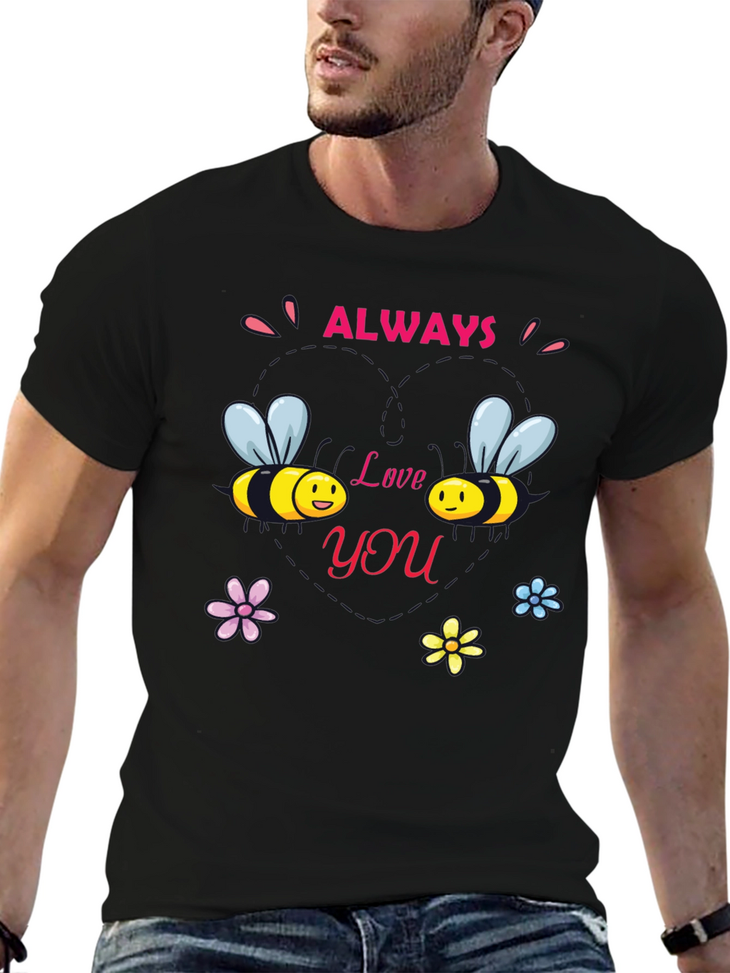 Always Love You Bee Graphic Black Tee