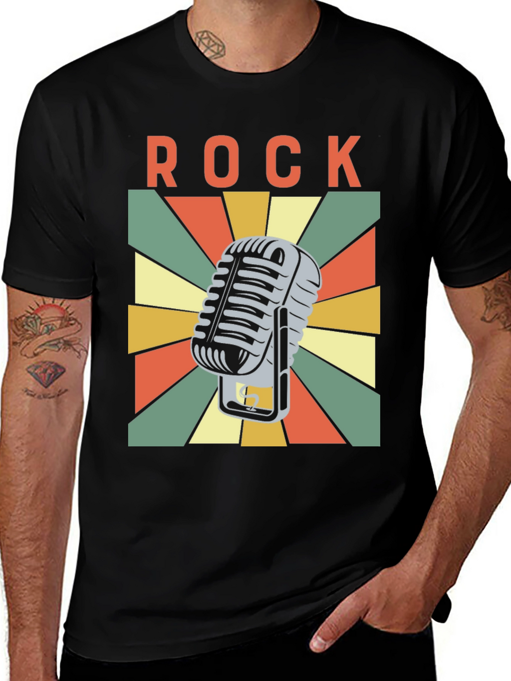 Retro Rock Microphone Graphic T-Shirt