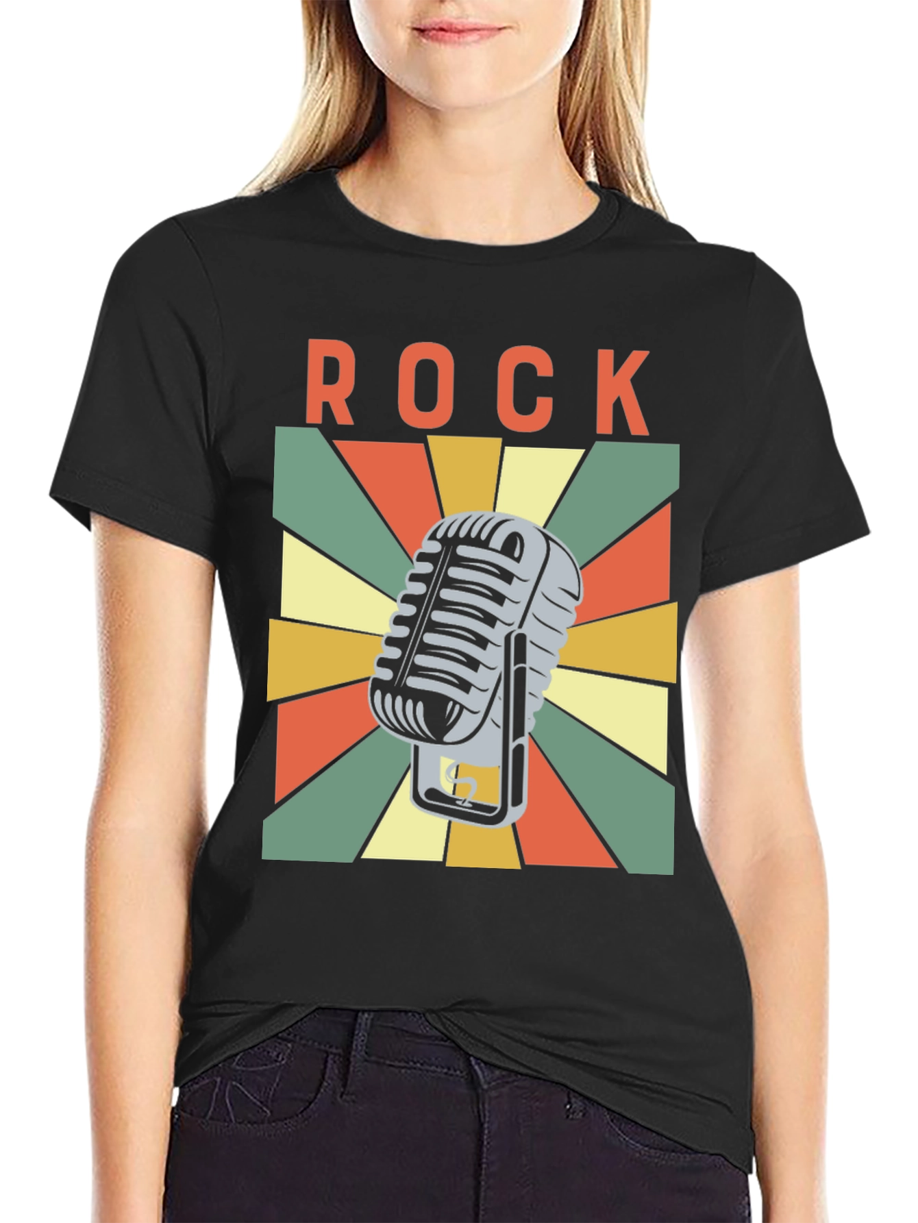 Retro Rock Microphone Graphic T-Shirt