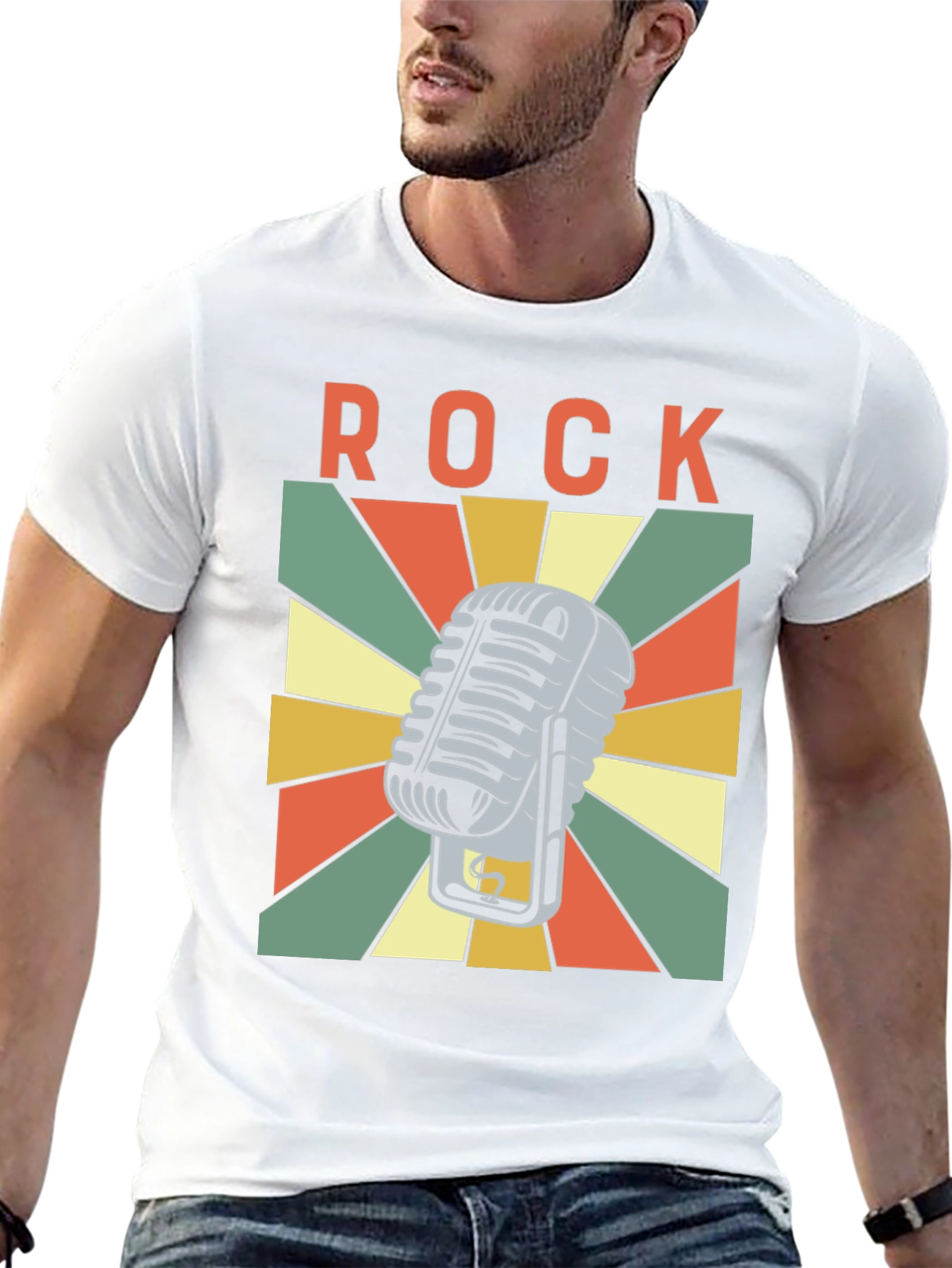 Retro Rock Microphone Graphic T-Shirt