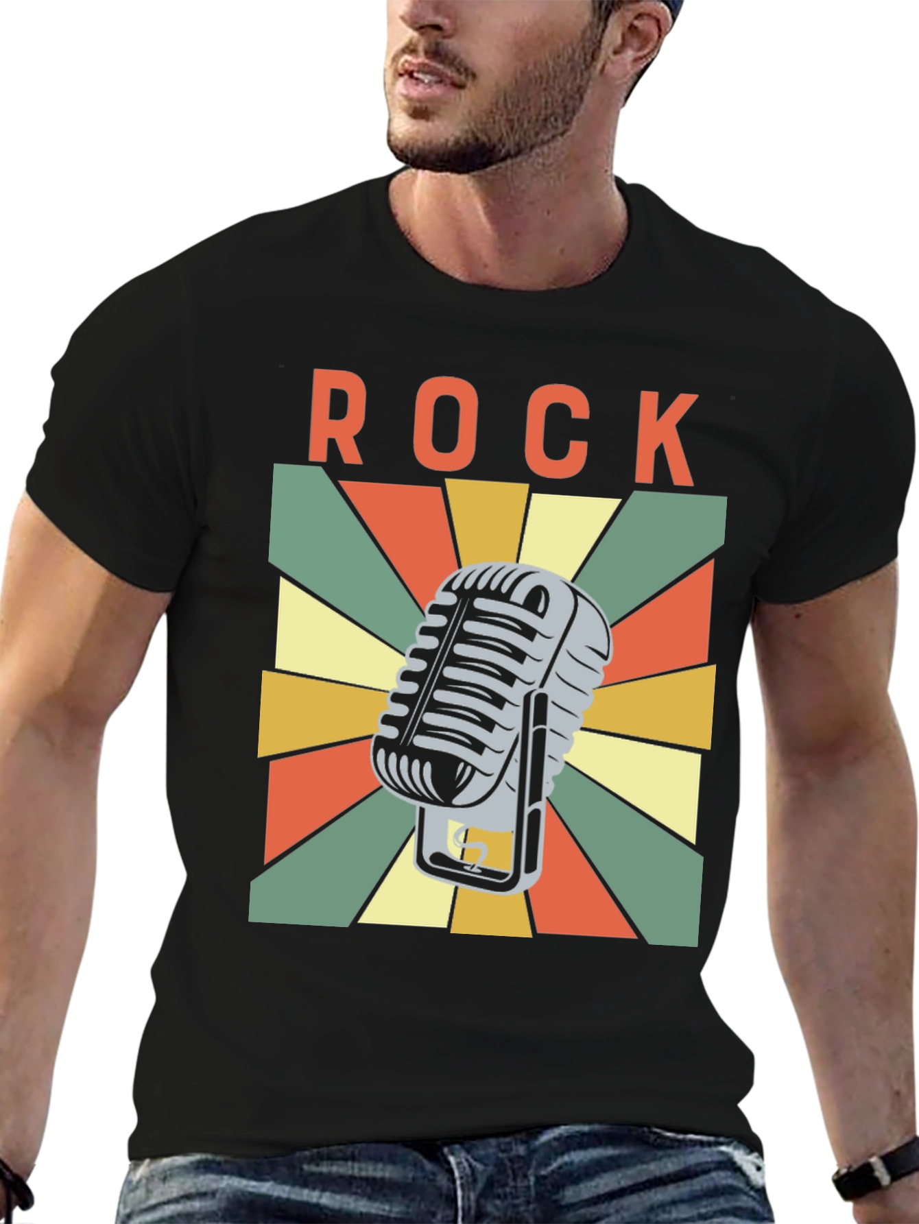 Retro Rock Microphone Graphic T-Shirt