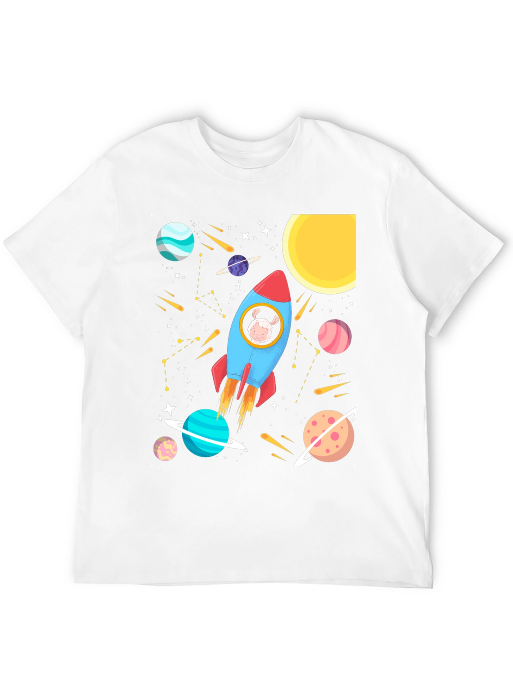 Space Sheep T-Shirt - Rocket Design