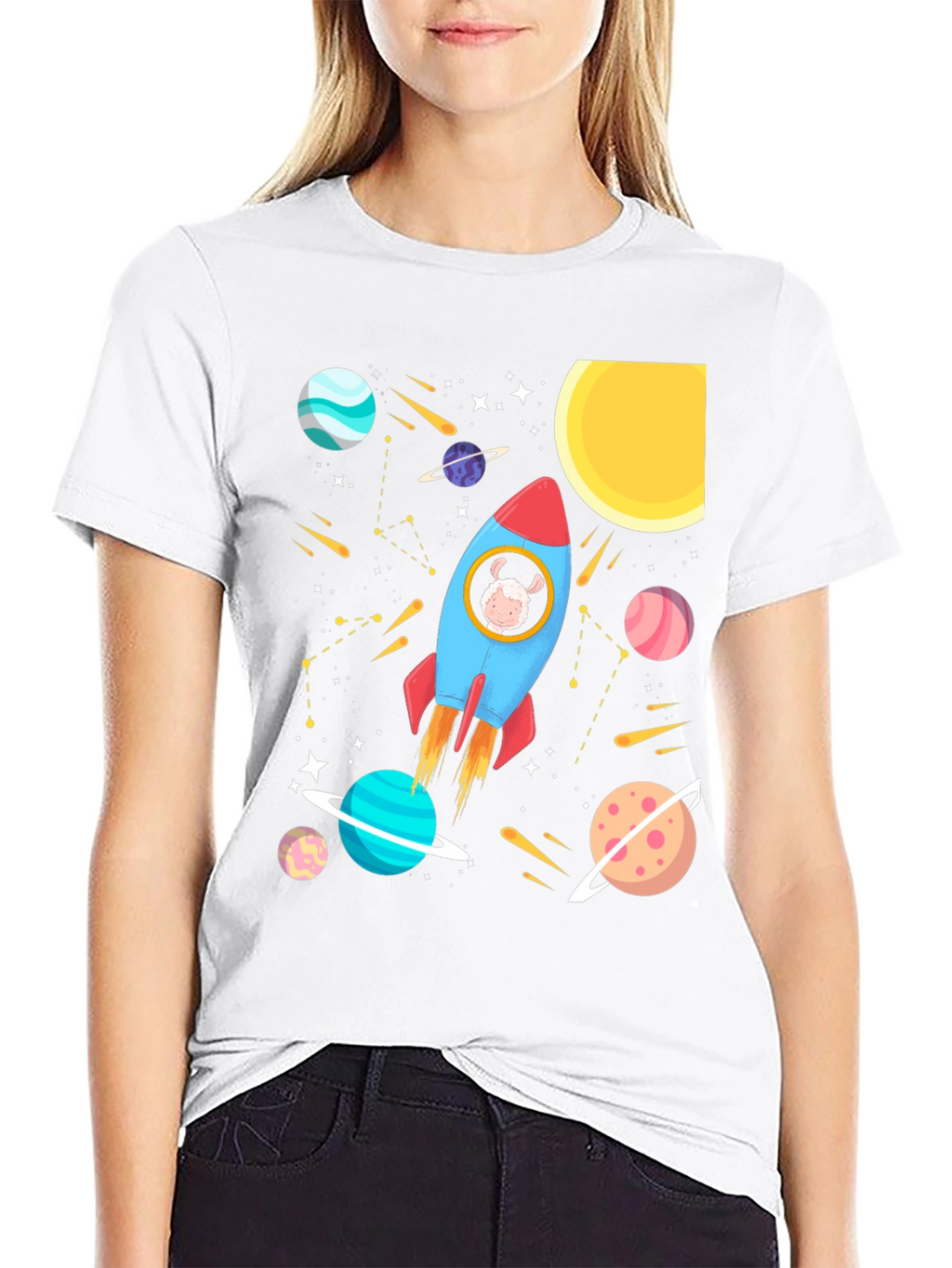 Space Sheep T-Shirt - Rocket Design
