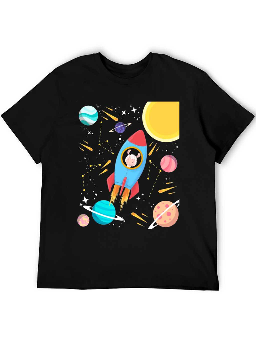 Space Sheep T-Shirt - Rocket Design