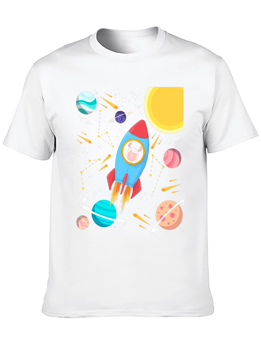 Space Sheep T-Shirt - Rocket Design