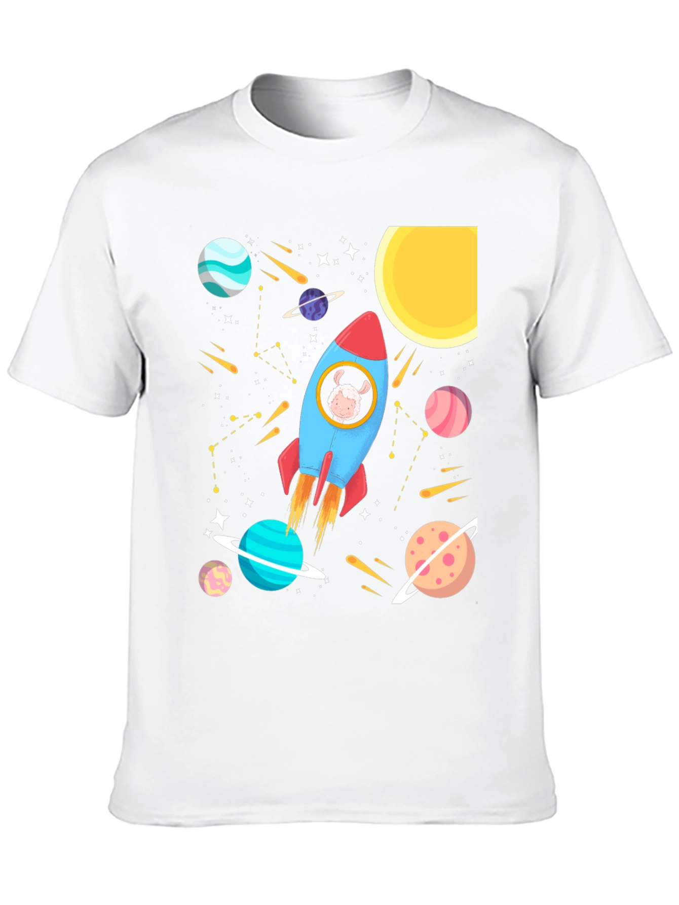 Space Sheep T-Shirt - Rocket Design