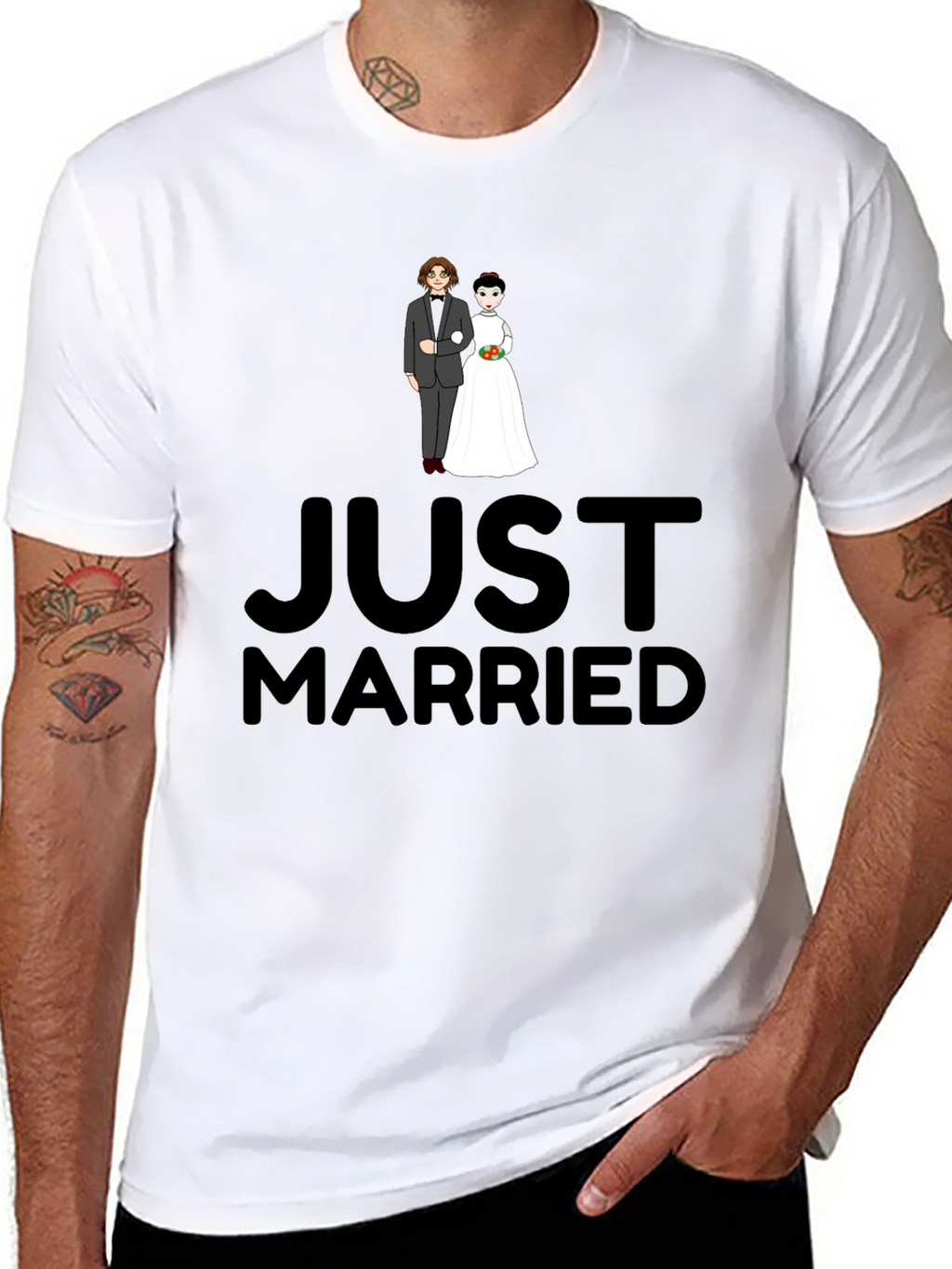 Just Married Graphic Tee - Black