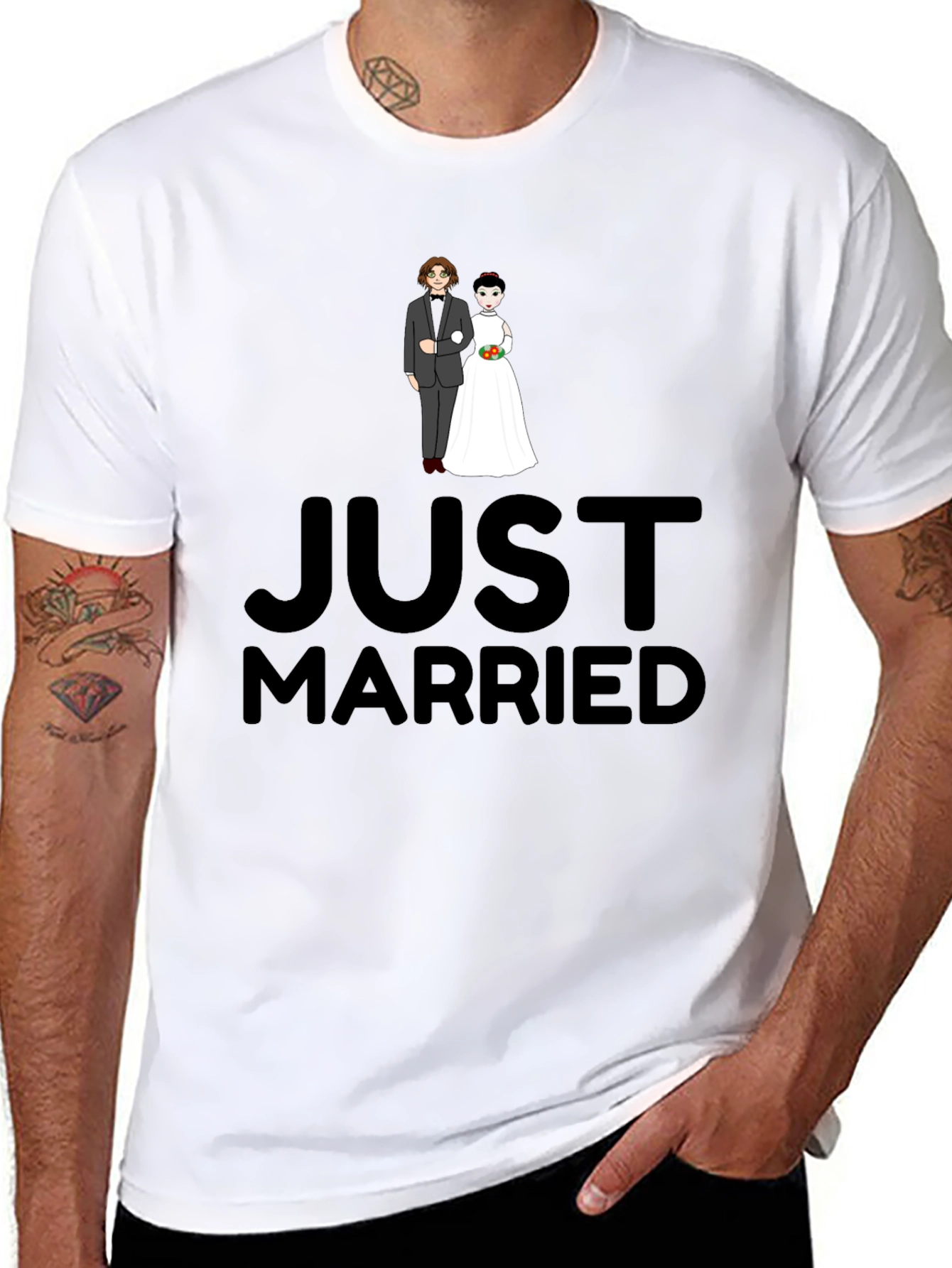 Just Married Graphic Tee - Black
