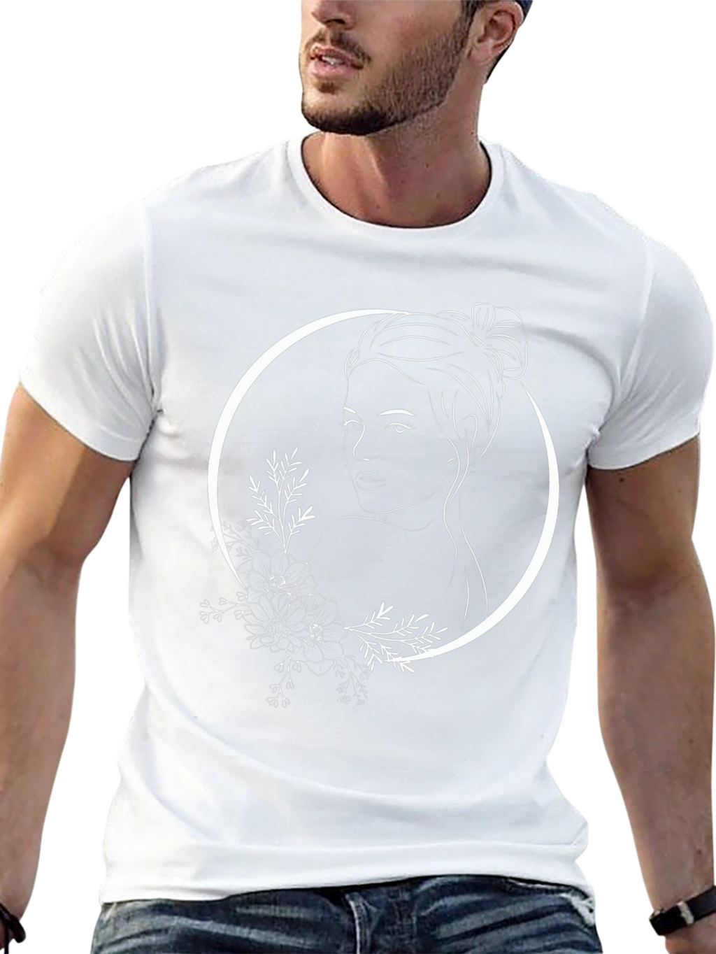 Woman Face Flower Graphic Tee