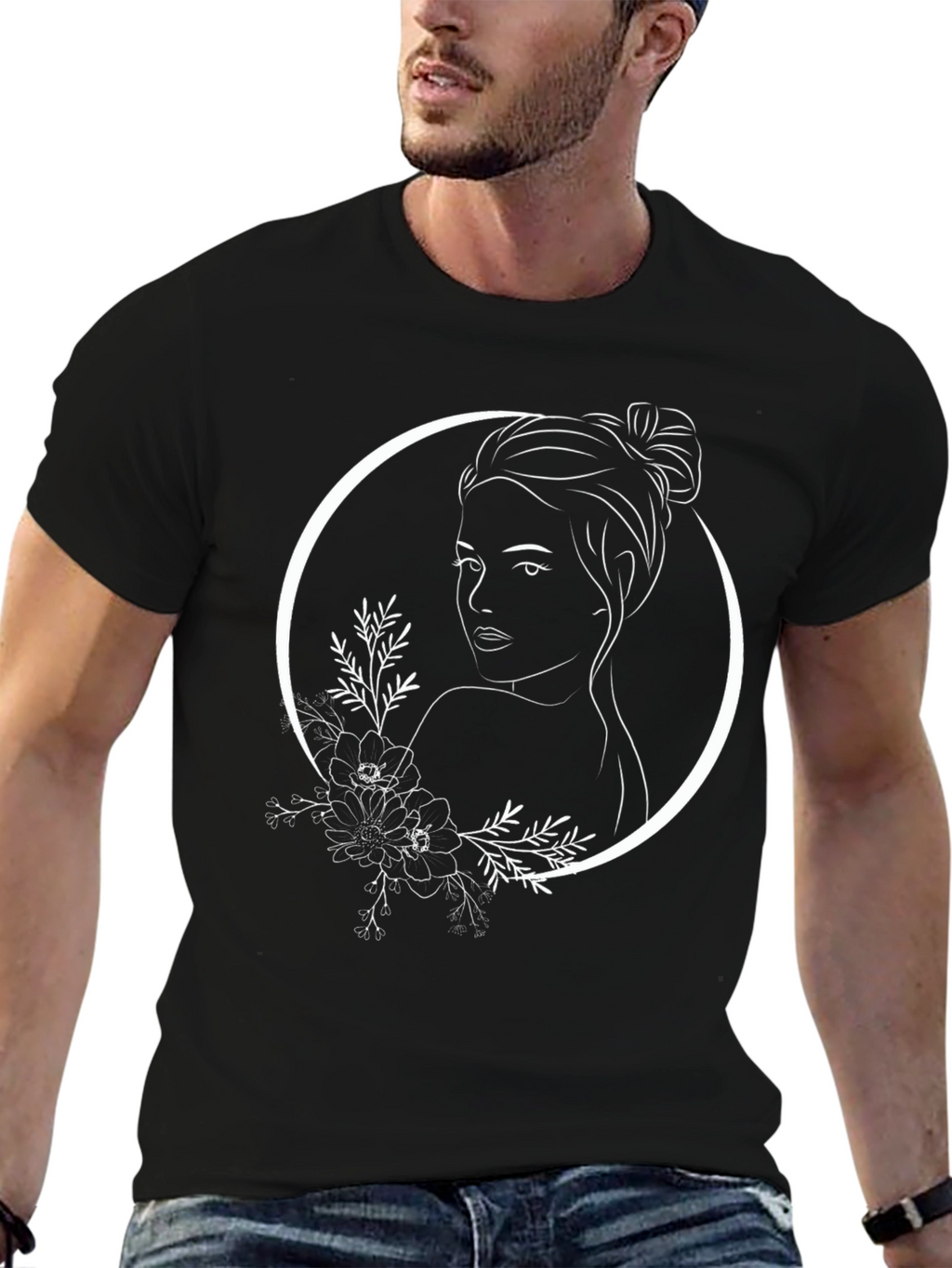 Woman Face Flower Graphic Tee
