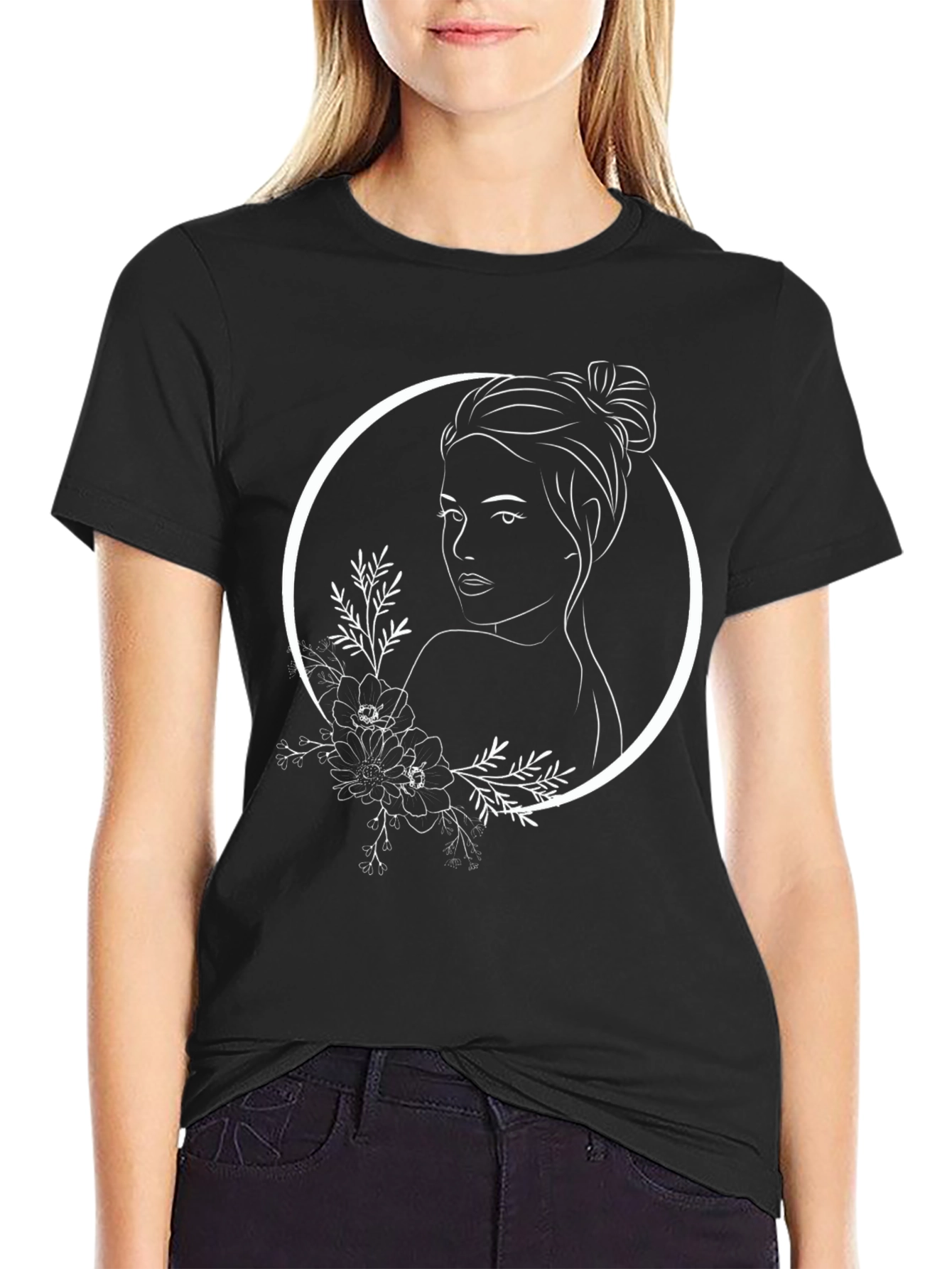 Woman Face Flower Graphic Tee