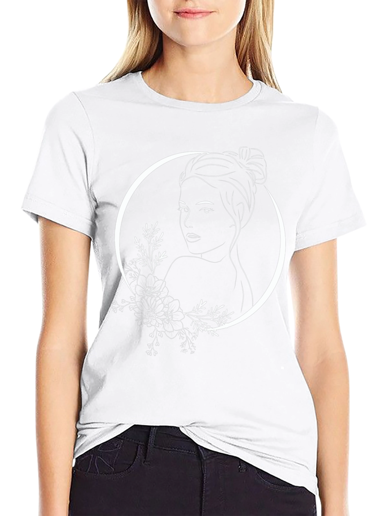 Woman Face Flower Graphic Tee