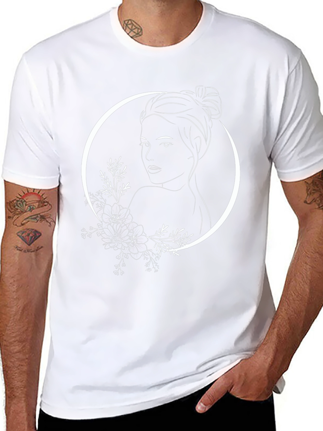 Woman Face Flower Graphic Tee