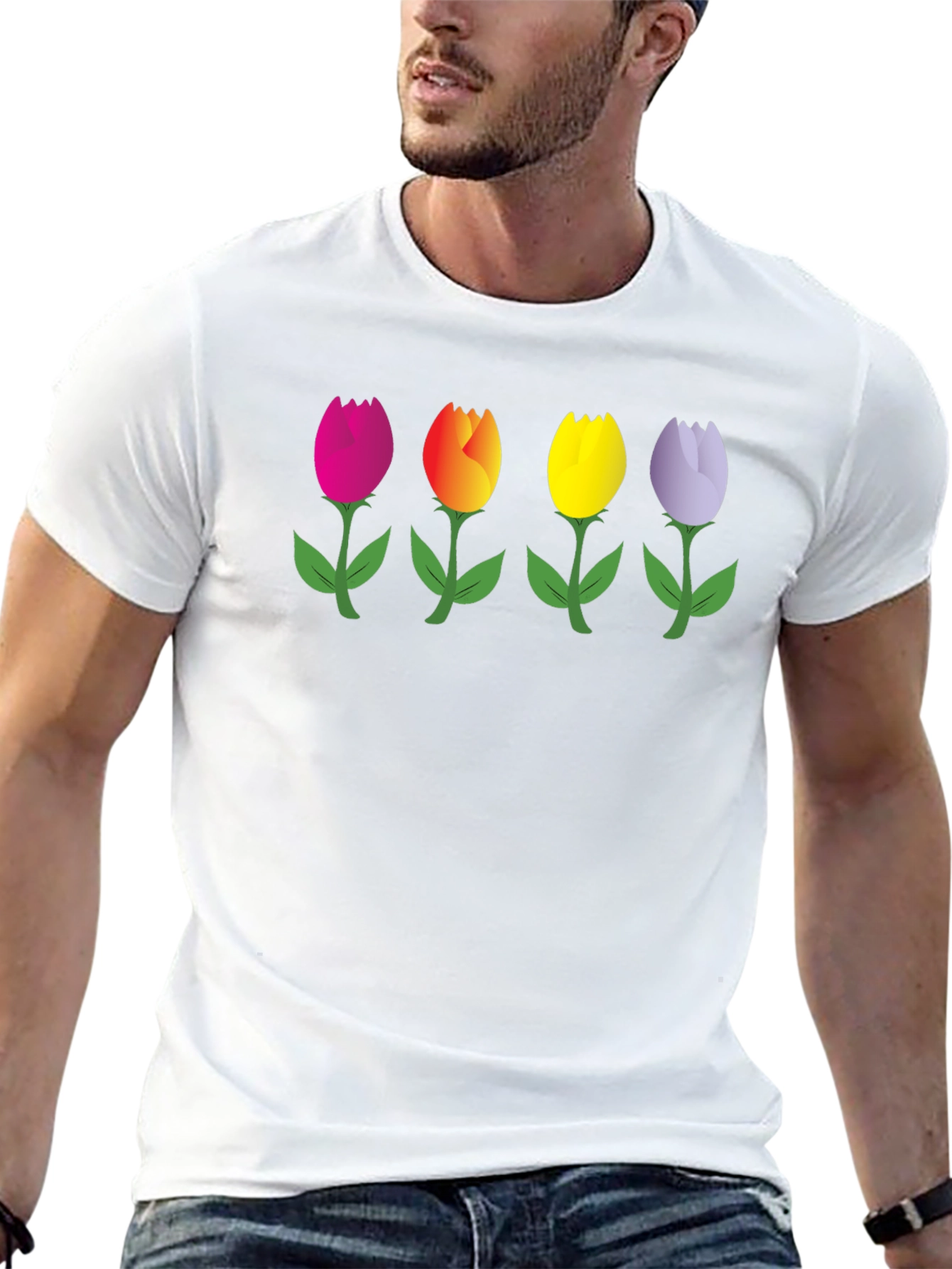 Tulip Array Graphic Black T-Shirt