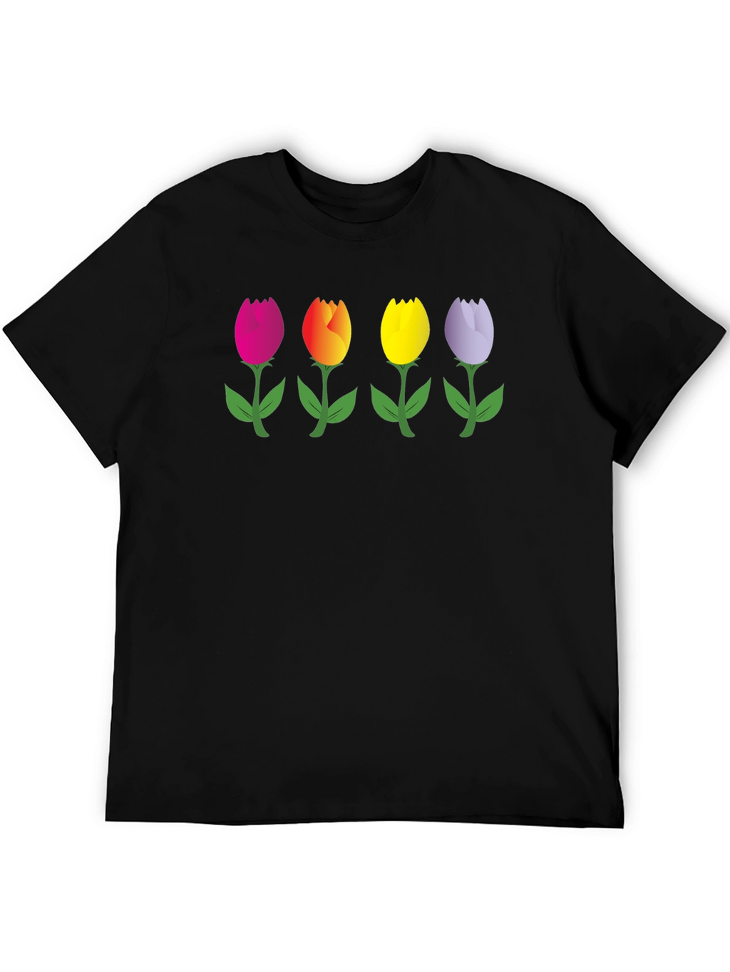 Tulip Array Graphic Black T-Shirt