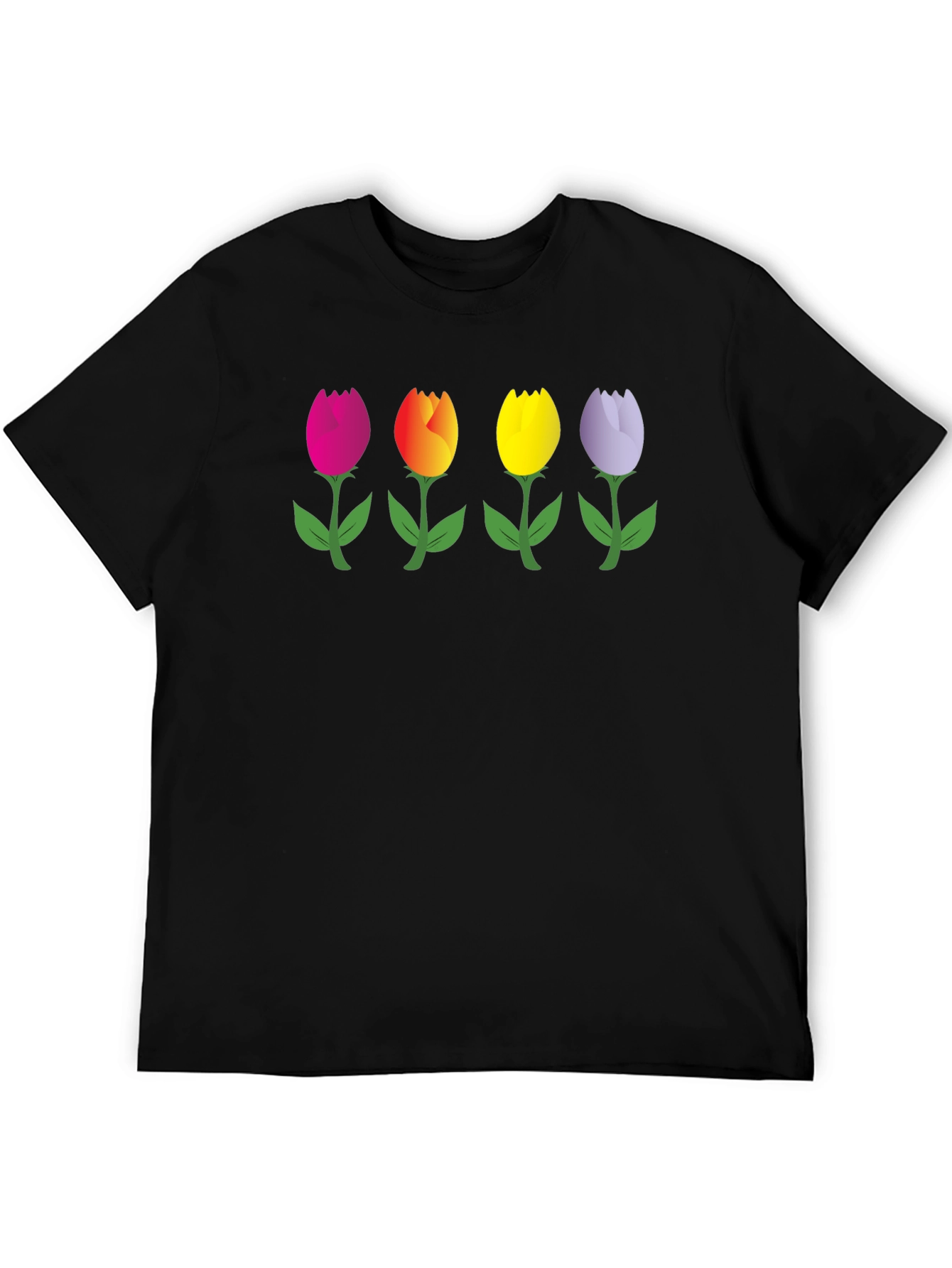 Tulip Array Graphic Black T-Shirt