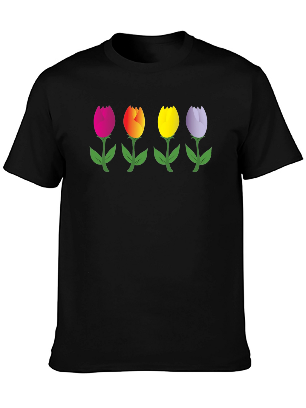 Tulip Array Graphic Black T-Shirt