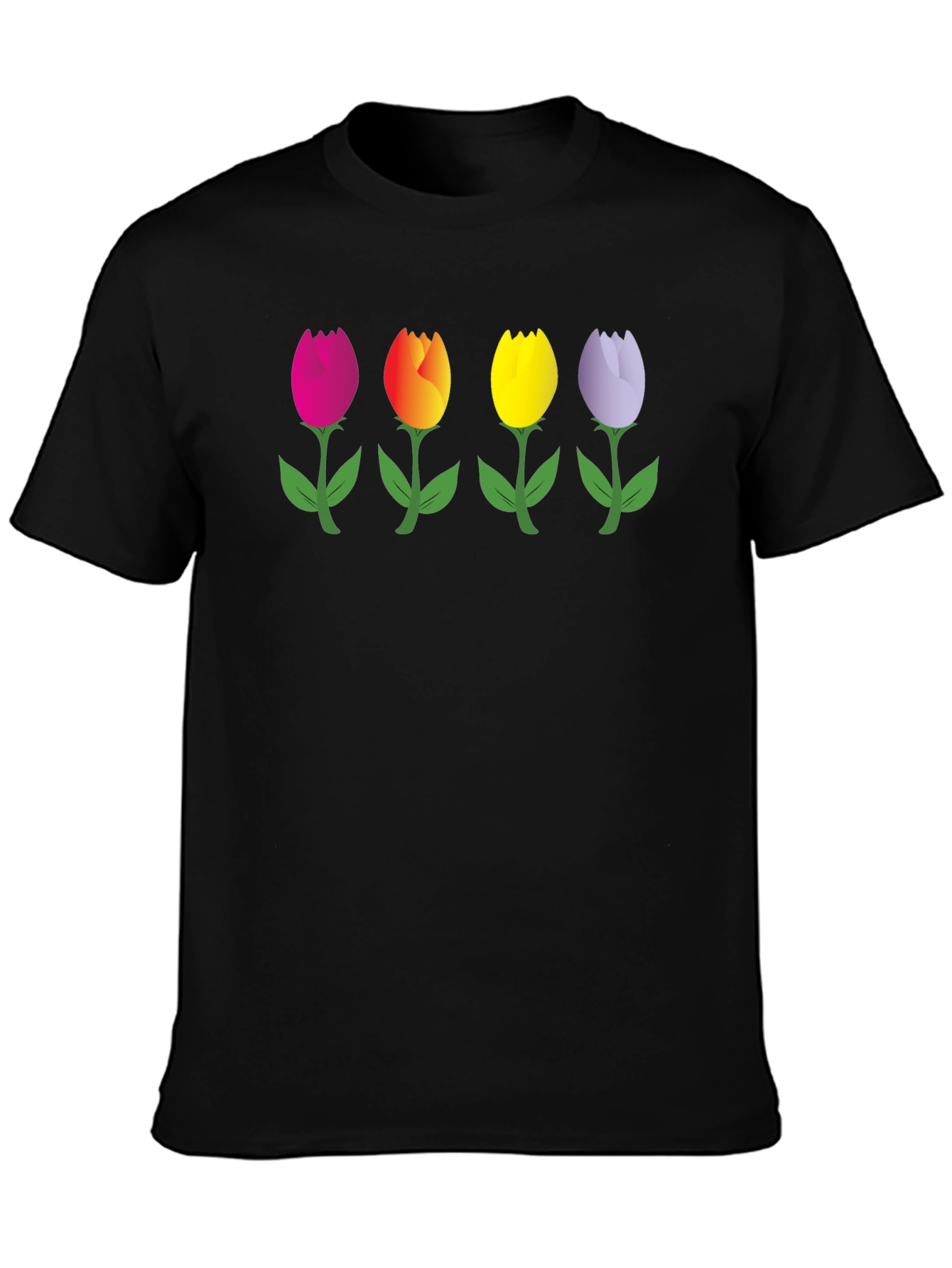 Tulip Array Graphic Black T-Shirt