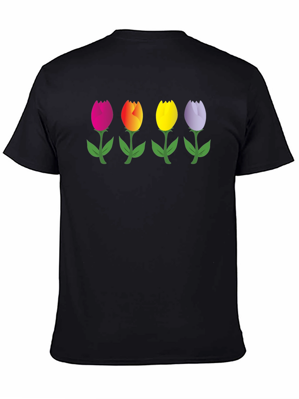 Tulip Array Graphic Black T-Shirt