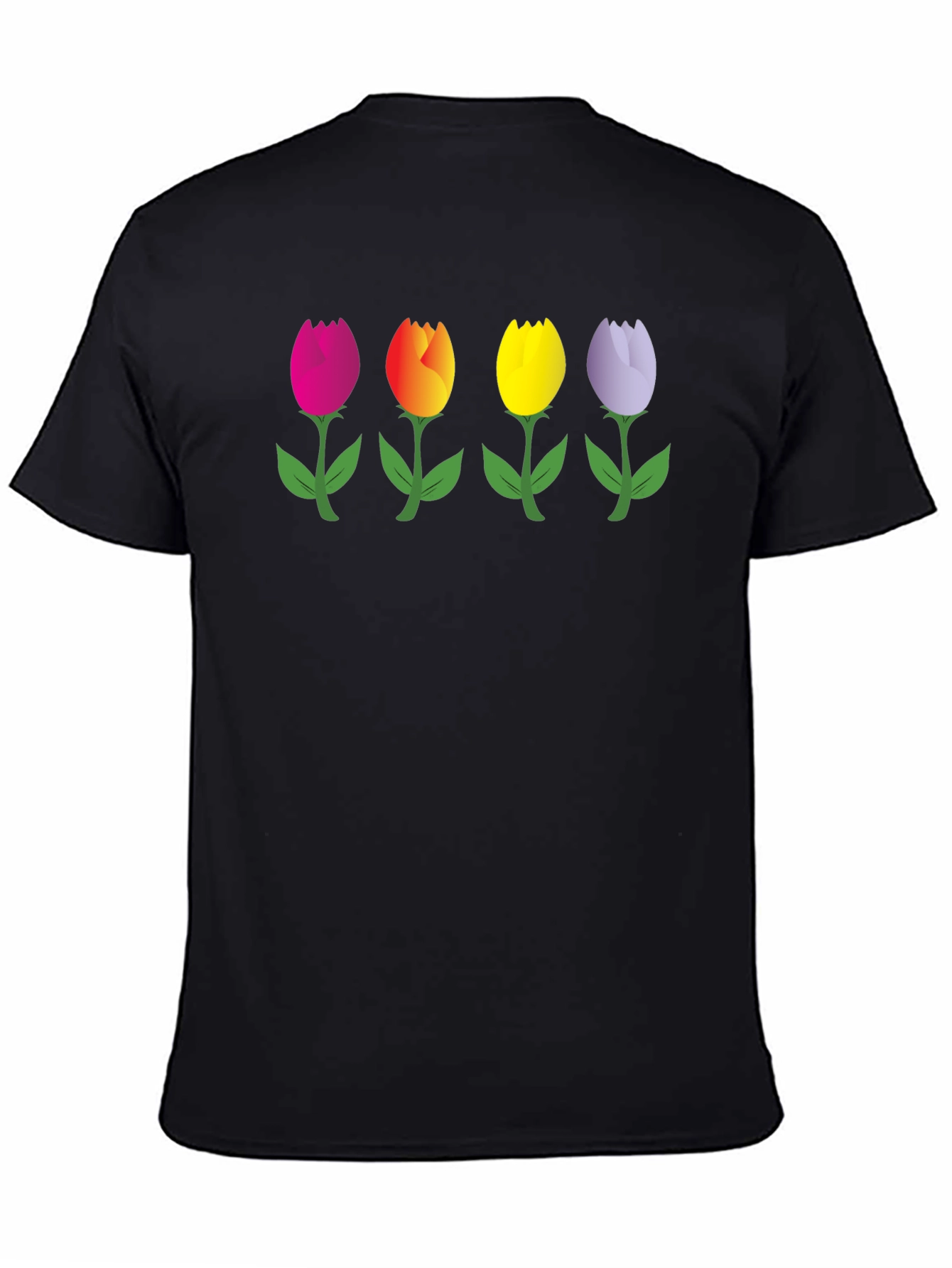 Tulip Array Graphic Black T-Shirt