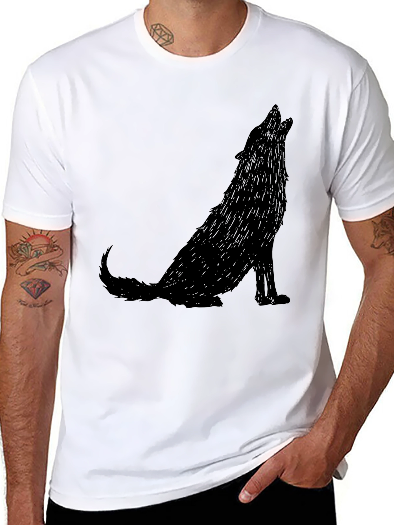 Howling Wolf Graphic Tee - Mens Black T-Shirt