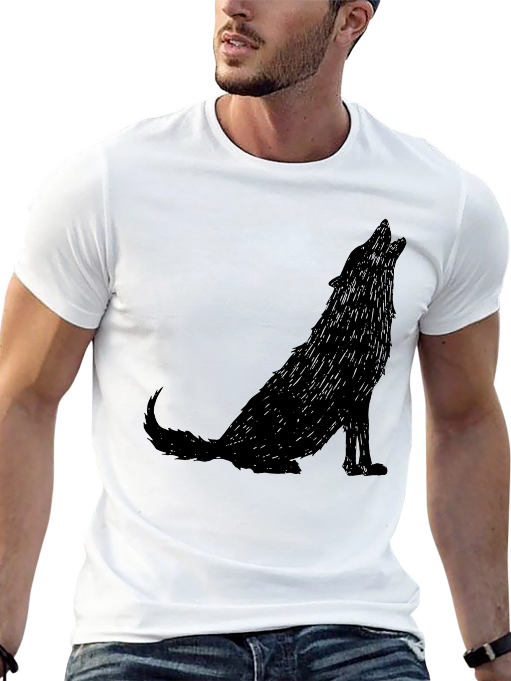 Howling Wolf Graphic Tee - Mens Black T-Shirt