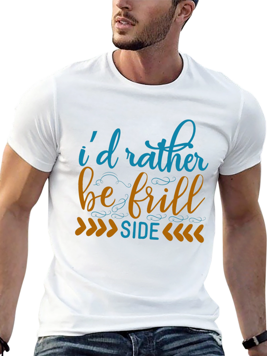 Id Rather Be Frill Side Black T-Shirt