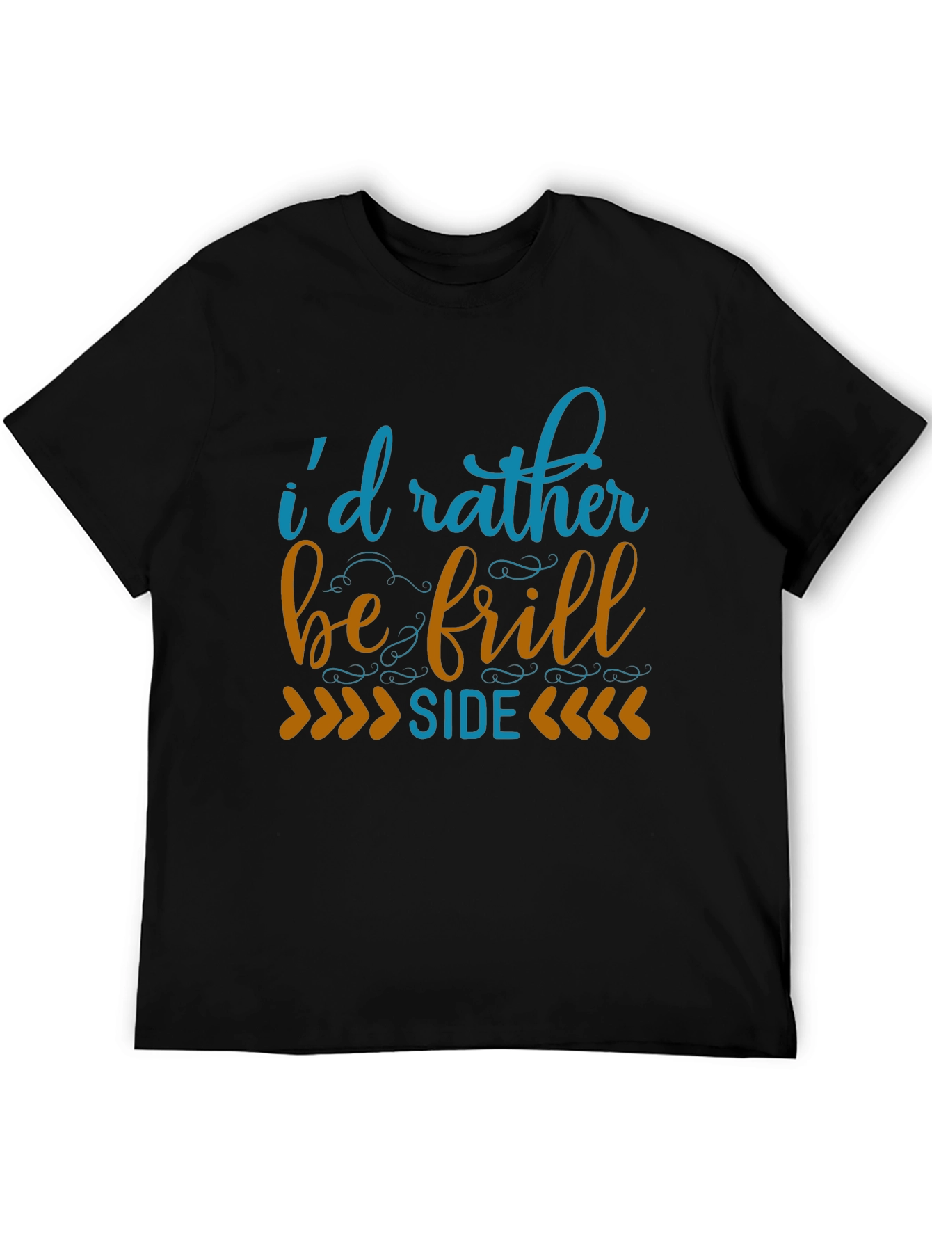 Id Rather Be Frill Side Black T-Shirt