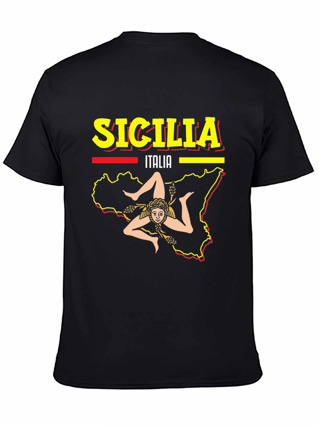 Sicilia Italy Graphic Tee - Mens Black T-Shirt