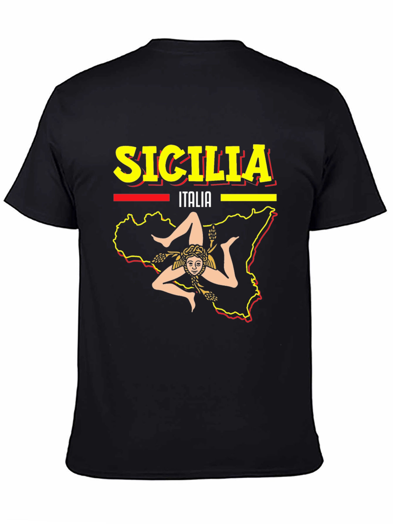 Sicilia Italy Graphic Tee - Mens Black T-Shirt