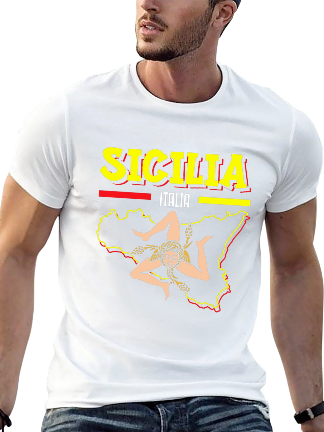 Sicilia Italy Graphic Tee - Mens Black T-Shirt