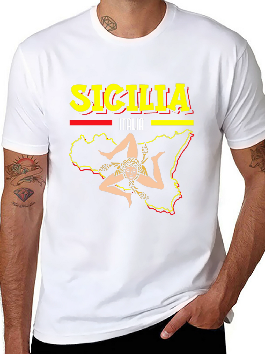 Sicilia Italy Graphic Tee - Mens Black T-Shirt