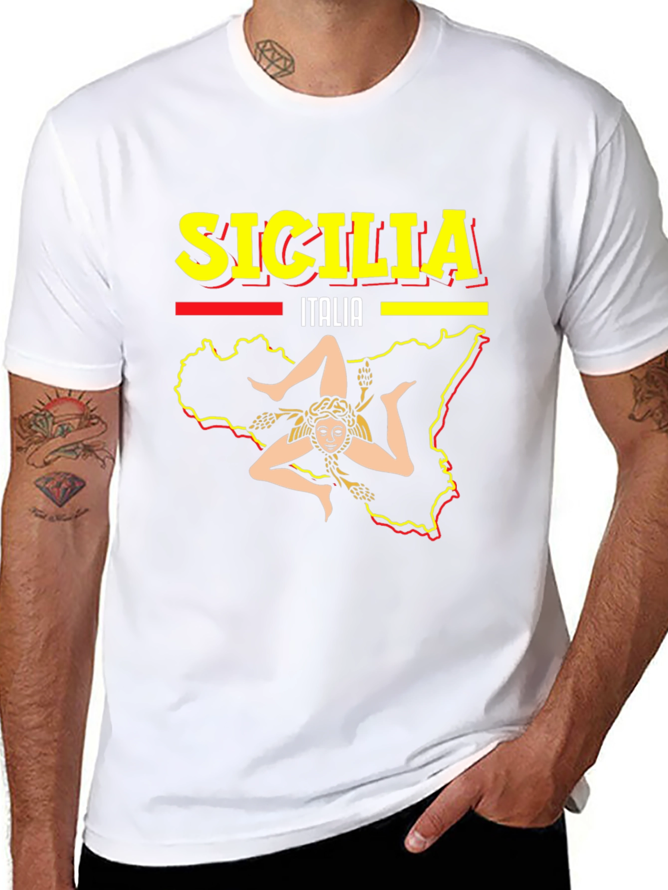 Sicilia Italy Graphic Tee - Mens Black T-Shirt
