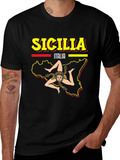Sicilia Italy Graphic Tee - Mens Black T-Shirt